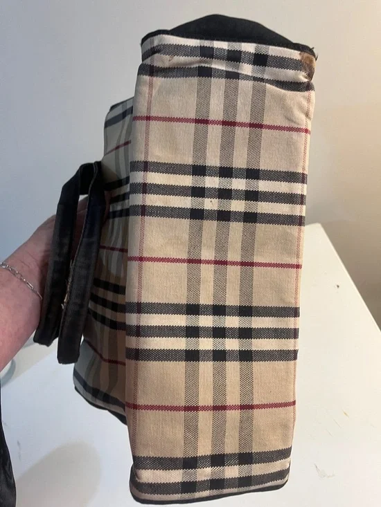 Project Burberry Beige Plaid Canvas Tote with Black Handles - Picture 11 of 11